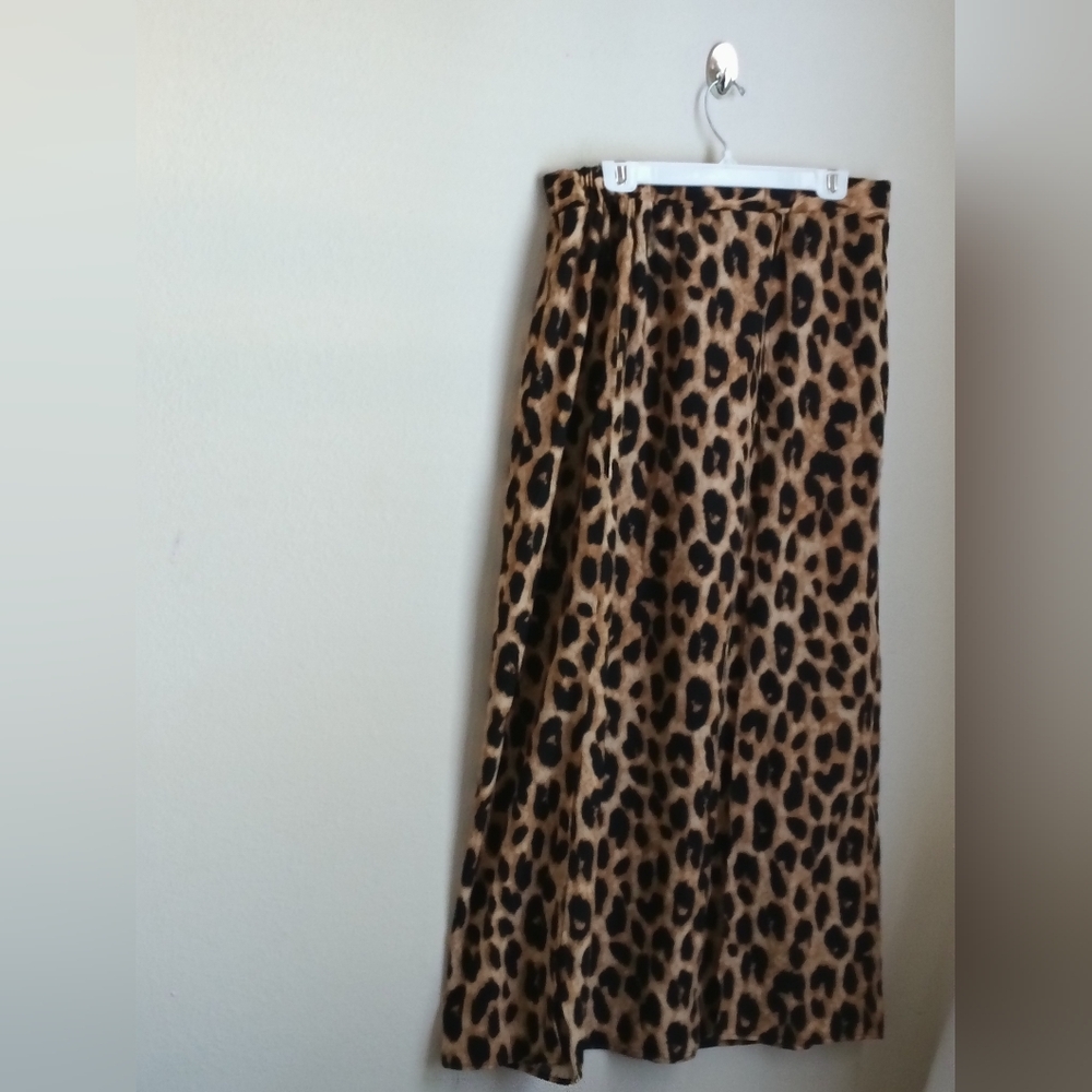 SHEIN Skirt Women 1X Leopard Print Maxi Slits Casual Beach Vacation Resort Y2K